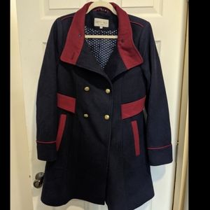 Kimi & Kai Wool Maternity Pea Coat Navy - Small